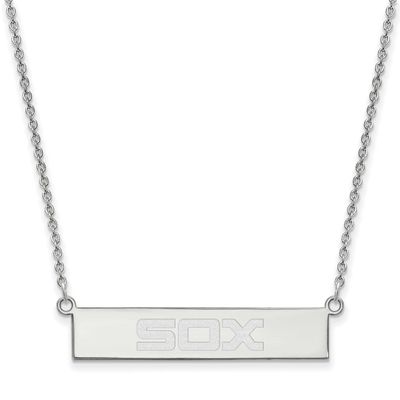 Chicago White Sox Team Script Bar 18 Inch Necklace Sterling Silver Rhodium-plated SS041WHI-18, UPC:…