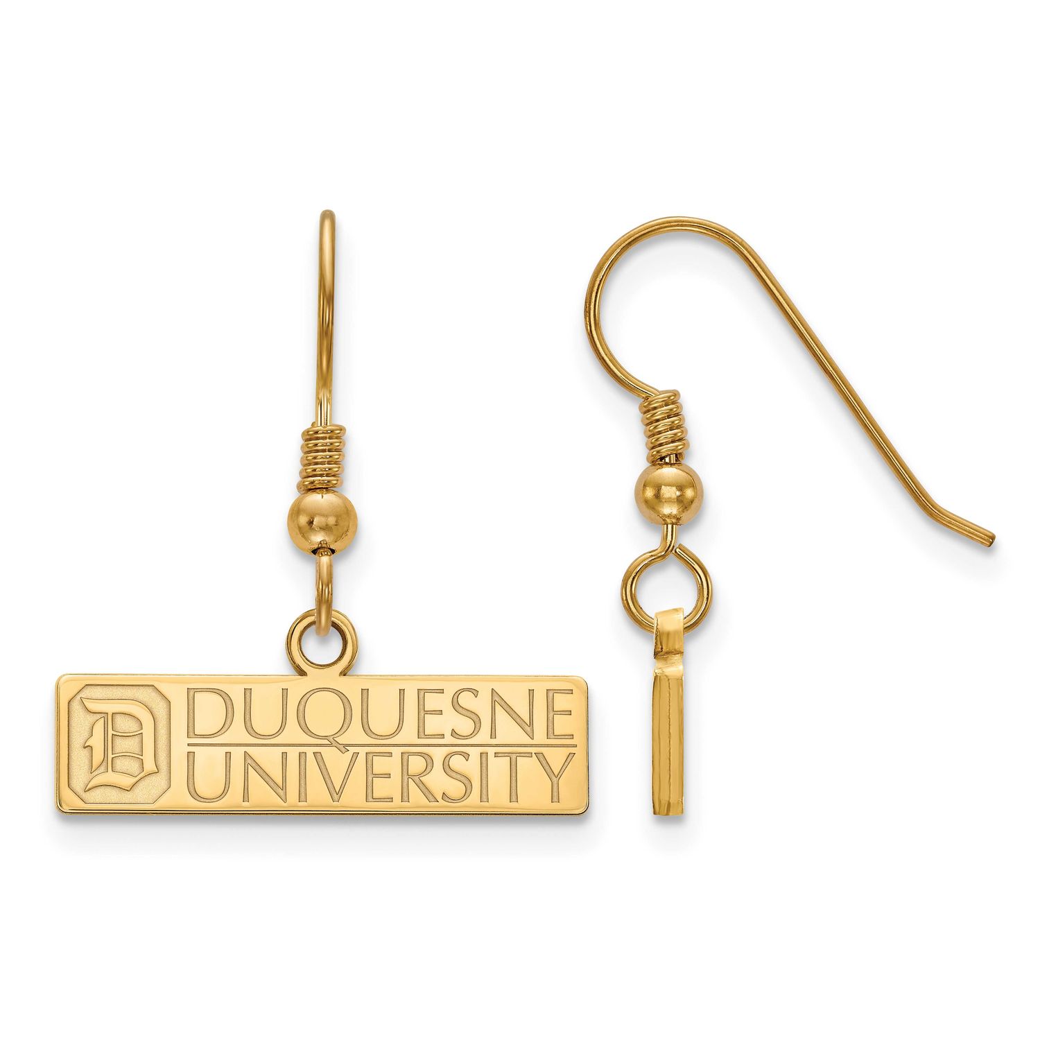 Duquesne University Small Dangle Earrings Gold-plated Sterling Silver GP003DUU, UPC: 886774895277