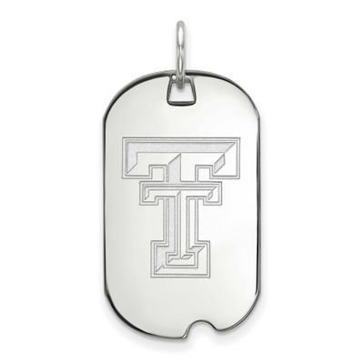 Texas Tech University T-T Small Dog Tag Pendant Sterling Silver Rhodium-plated SS027TXT, UPC: 88677…