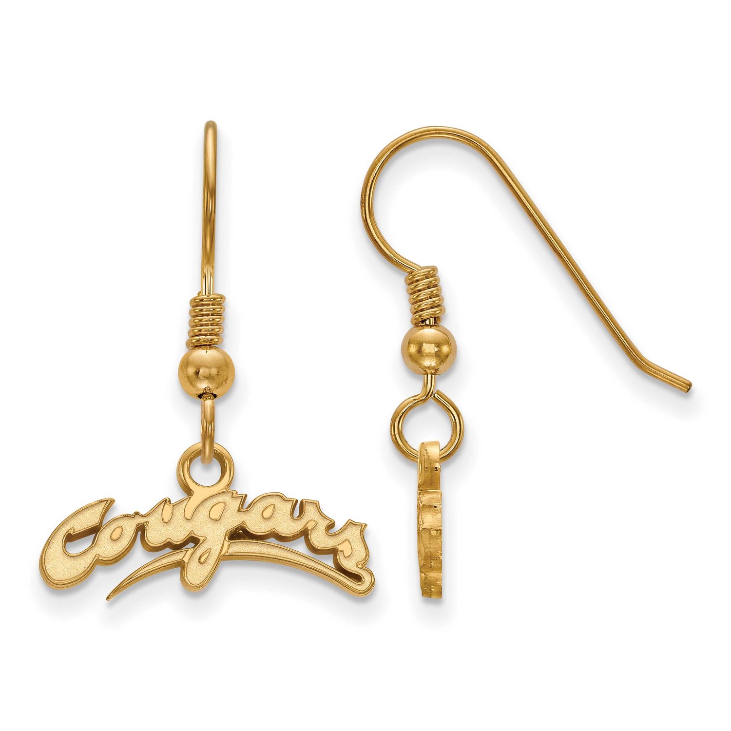 Washington State University Cougars Script Extra Small Dangle Wire Earrings Gold-plated Sterling Si…