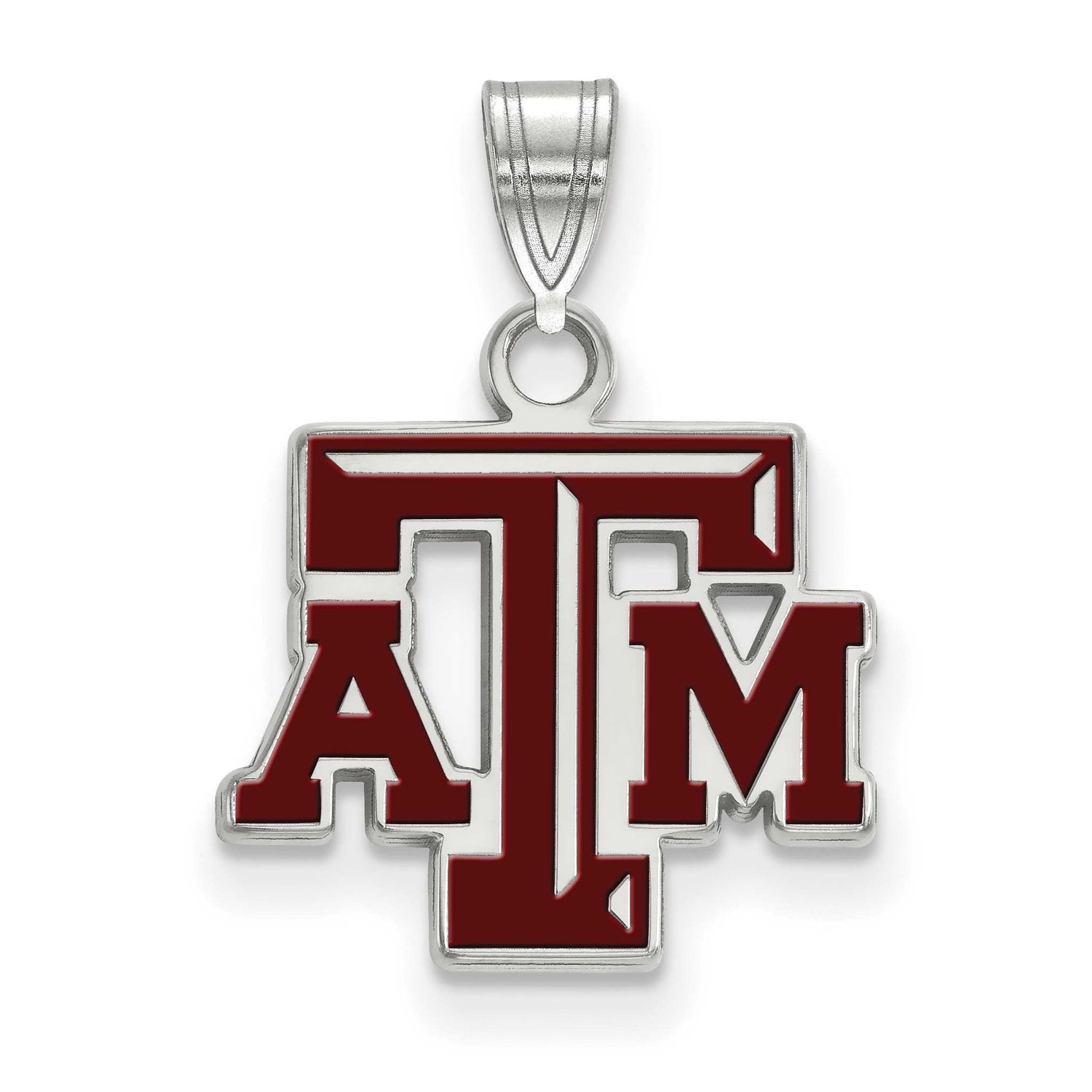 Texas A And M University T-A-M Small Enameled Pendant Sterling Silver Rhodium-plated SS025TAM, UPC:…