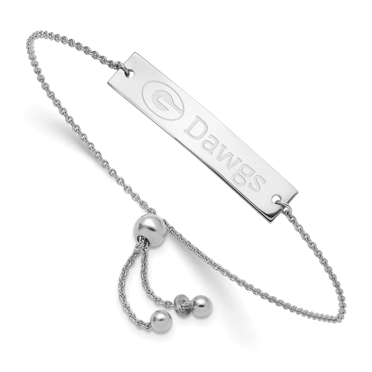 University of Georgia Name Bar Adj Bracelet Sterling Silver Rhodium-plated SS127UGA-9, UPC: 1969041…