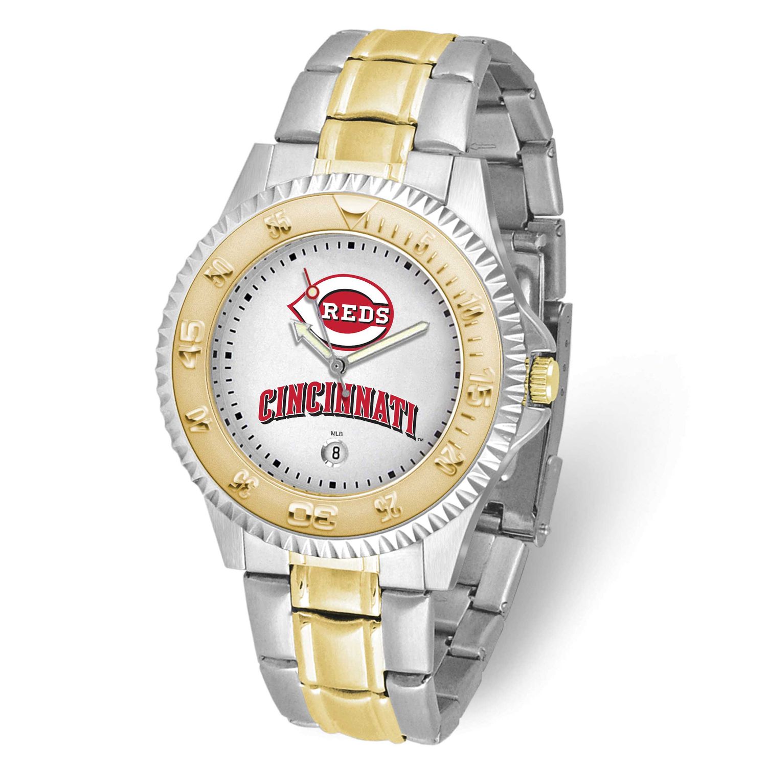 Gametime MLB Cincinnati Reds Competitor Two-Tone Quartz Watch with Date Stainless Steel XWM3304, UP…