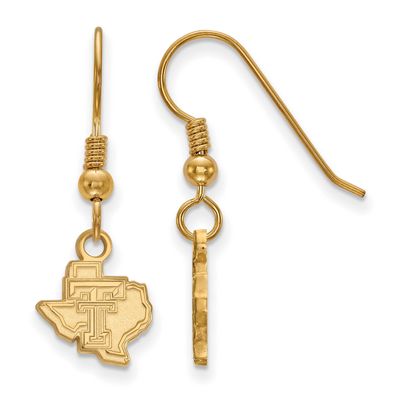 Texas Tech University State Outline Extra Small Dangle Wire Earrings Gold-plated Sterling Silver GP…