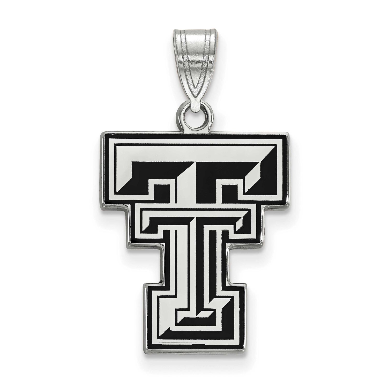Texas Tech University T-T Large Enameled Pendant Sterling Silver Rhodium-plated SS032TXT, UPC: 8867…