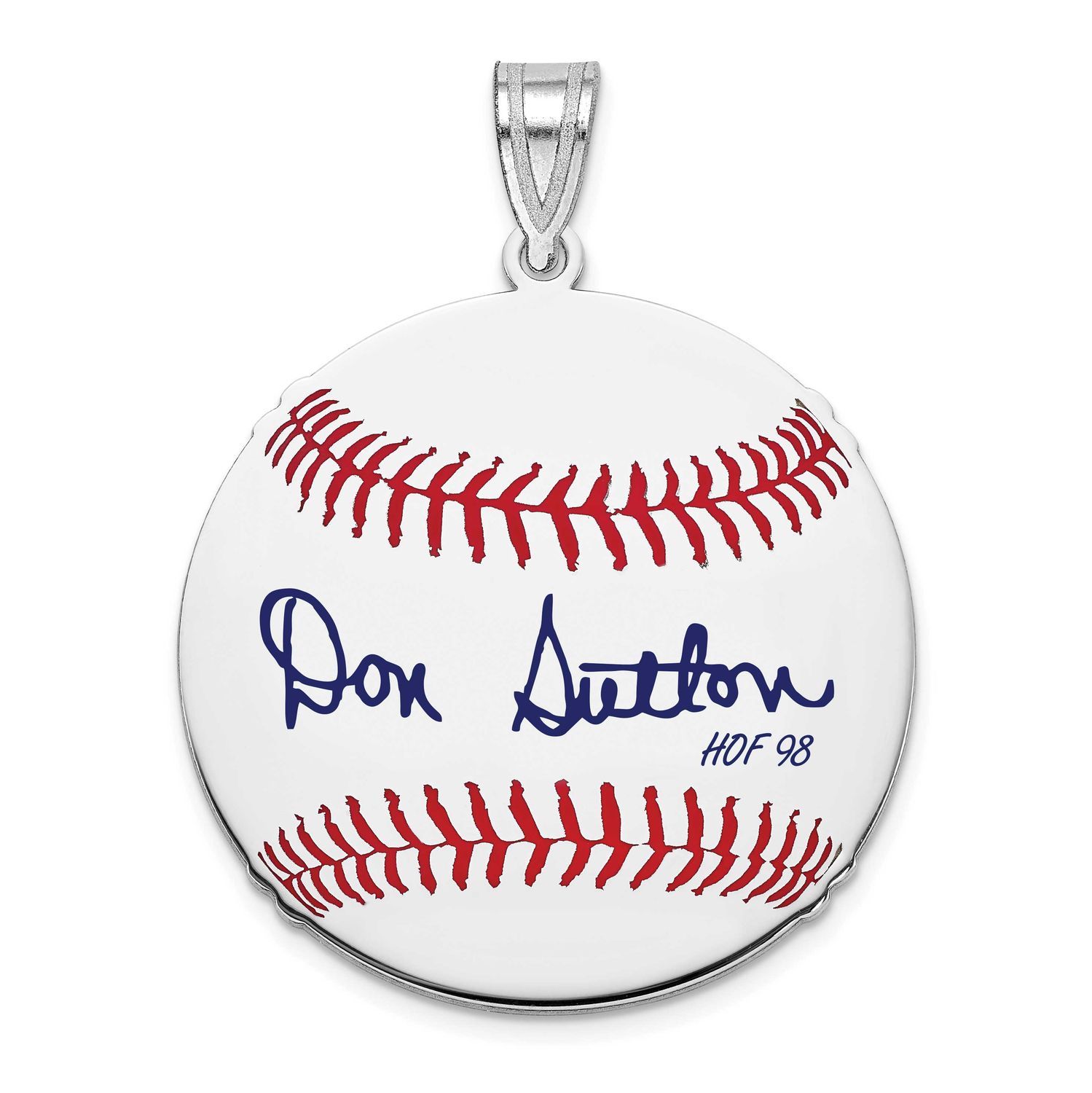 Don Sutton Hall of Fame Signature Medium Epoxy Baseball Pendant Sterling Silver SSHF10DS98, UPC: