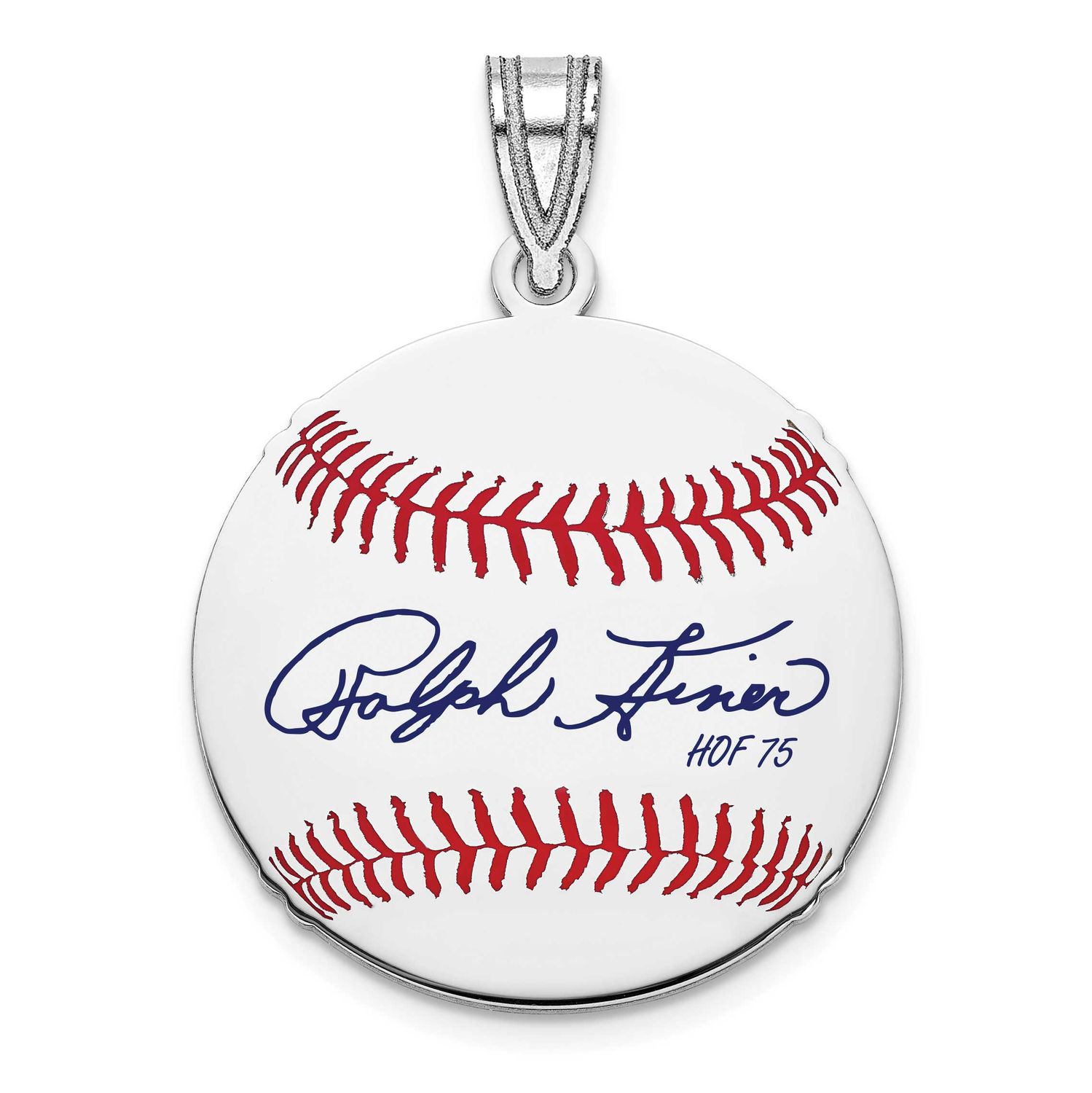 Ralph Kiner Hall of Fame Signature Small Epoxy Baseball Pendant Sterling Silver SSHF11RK75, UPC: