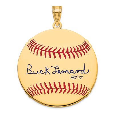 Buck Leonard Hall of Fame Signature Large Epoxy Baseball Pendant Gold-plated Sterling Silver GPHF02…