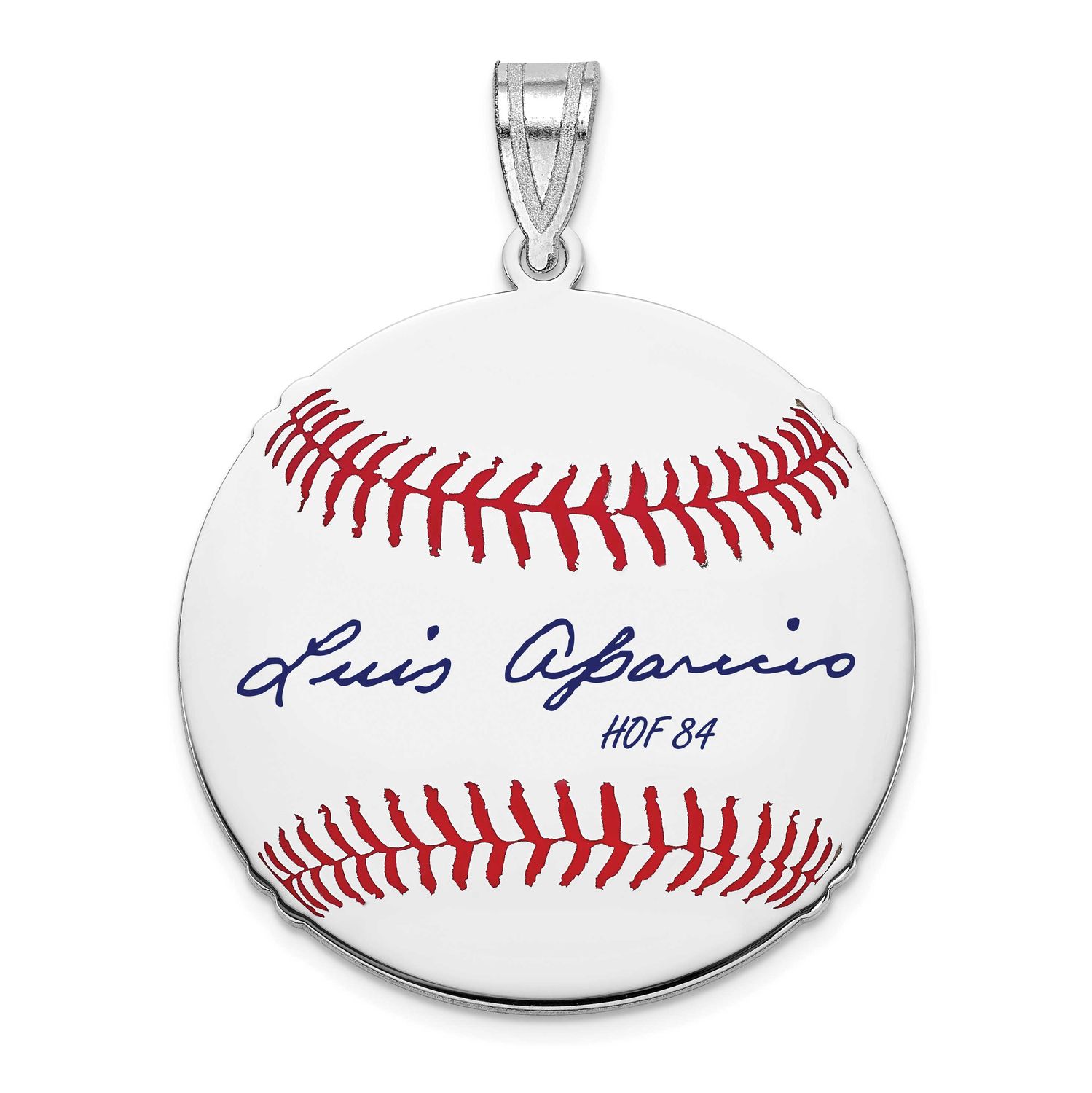 Luis Aparicio Hall of Fame Signature Medium Epoxy Baseball Pendant Sterling Silver SSHF10LA84, UPC: