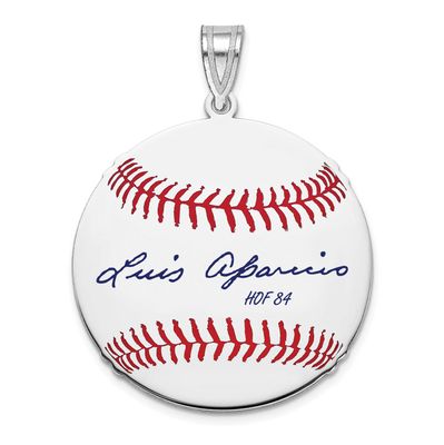 Luis Aparicio Hall of Fame Signature Medium Epoxy Baseball Pendant Sterling Silver SSHF10LA84, UPC: