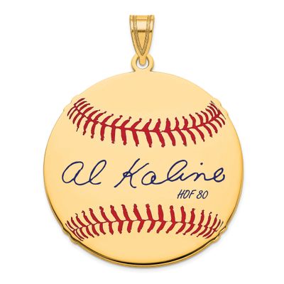 Al Kaline Hall of Fame Signature Large Epoxy Baseball Pendant Gold-plated Sterling Silver GPHF02AK8…