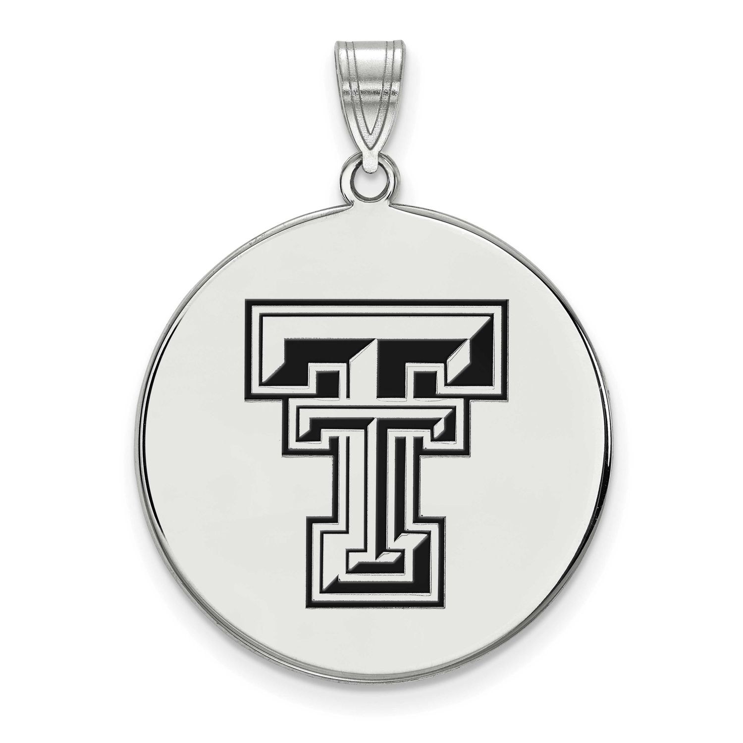 Texas Tech University T-T Extra Large Enameled Disc Pendant Sterling Silver Rhodium-plated SS078TXT…