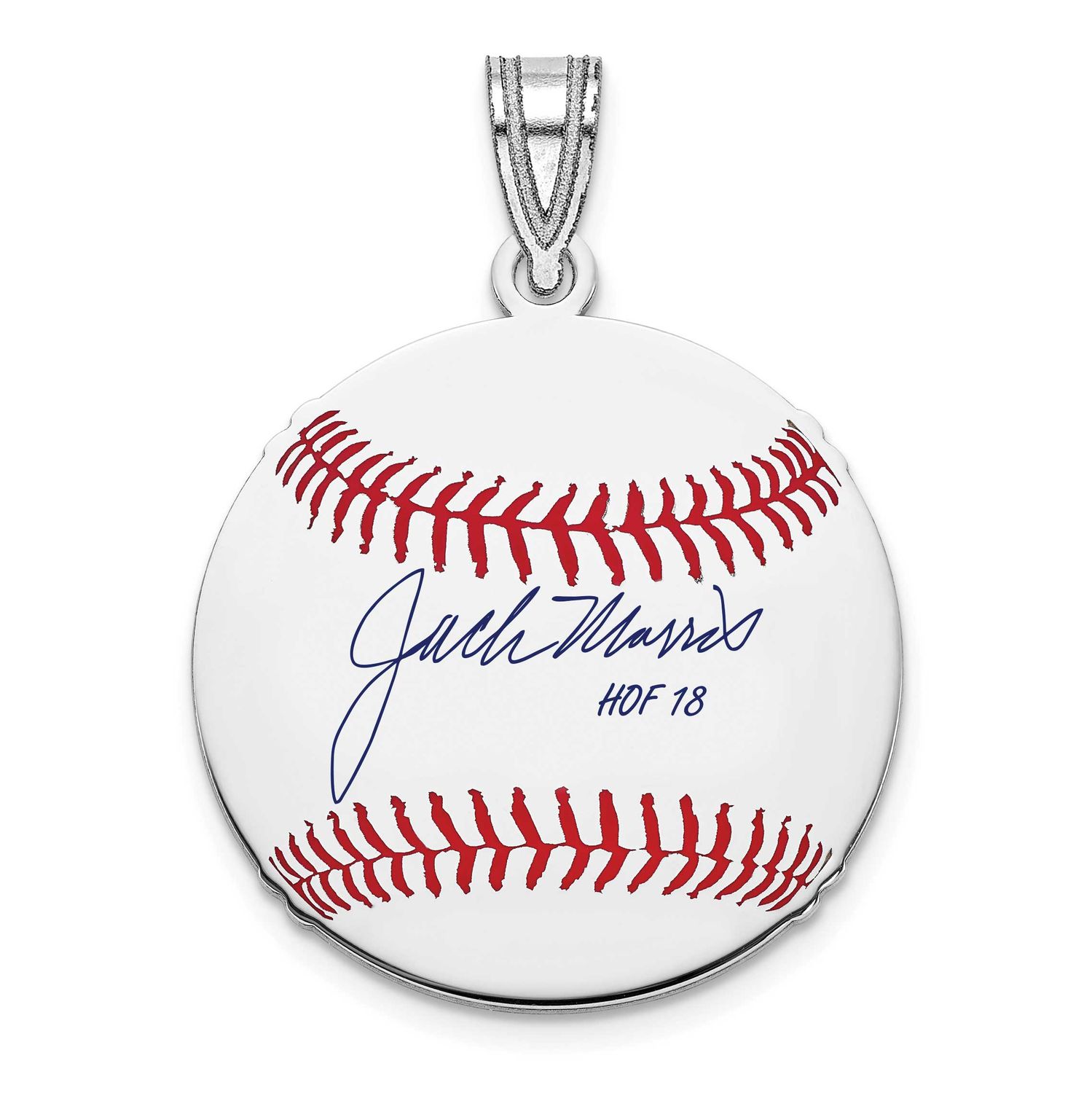 Jack Morris Hall of Fame Signature Small Epoxy Baseball Pendant Sterling Silver SSHF11JM18, UPC: