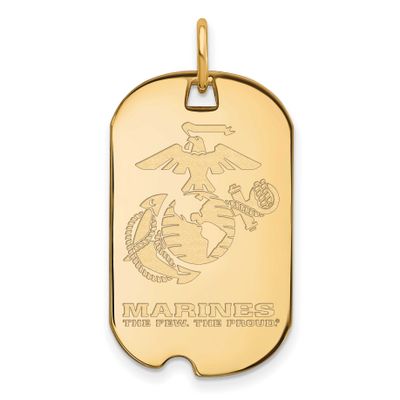 U.S. Marine Corps Small Dog Tag Gold-plated Sterling Silver GP016USMC, UPC: 191101484056