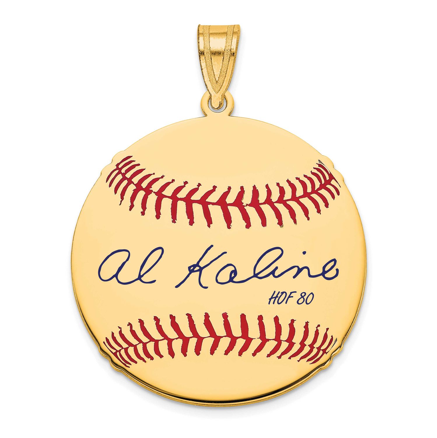 Al Kaline Hall of Fame Signature Medium Epoxy Baseball Pendant 14k Gold 4YHF10AK80, UPC: