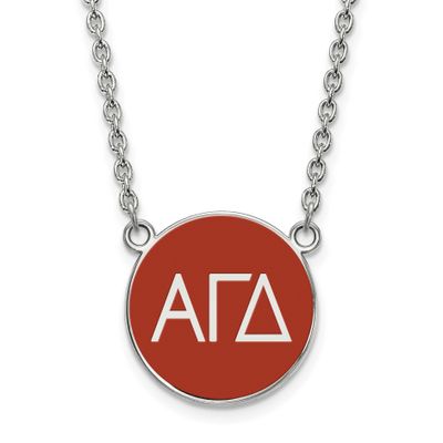 Alpha Gamma Delta Small Enl Pend with Necklace Sterling Silver Rhodium-plated SS030AGD-18, UPC: 886…