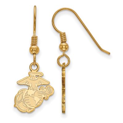 U.S. Marine Corps Dangle Earrings Gold-plated Sterling Silver GP014USMC, UPC: 191101485664