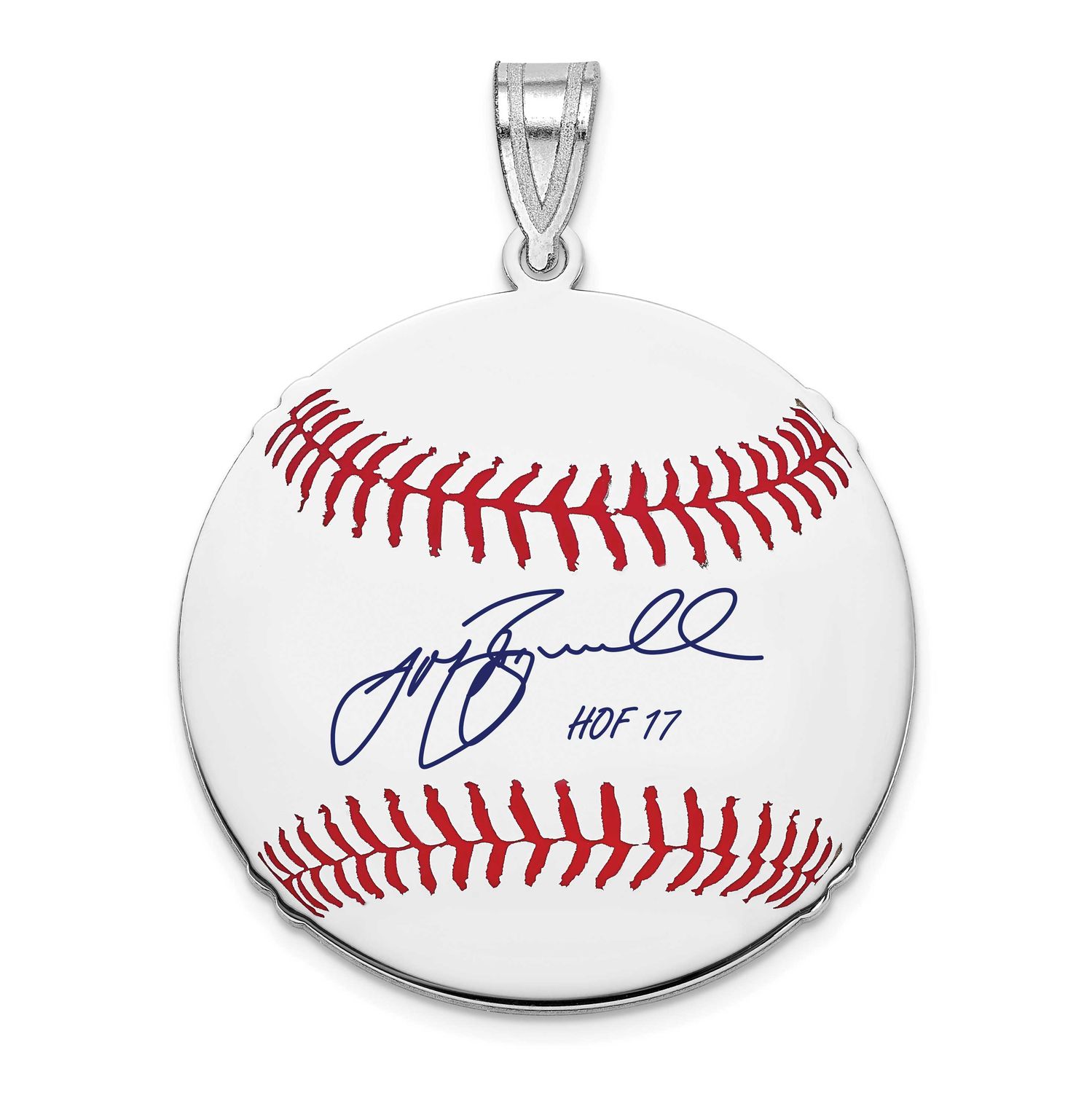 Jeff Bagwell Hall of Fame Signature Medium Epoxy Baseball Pendant Sterling Silver SSHF10JB17, UPC: