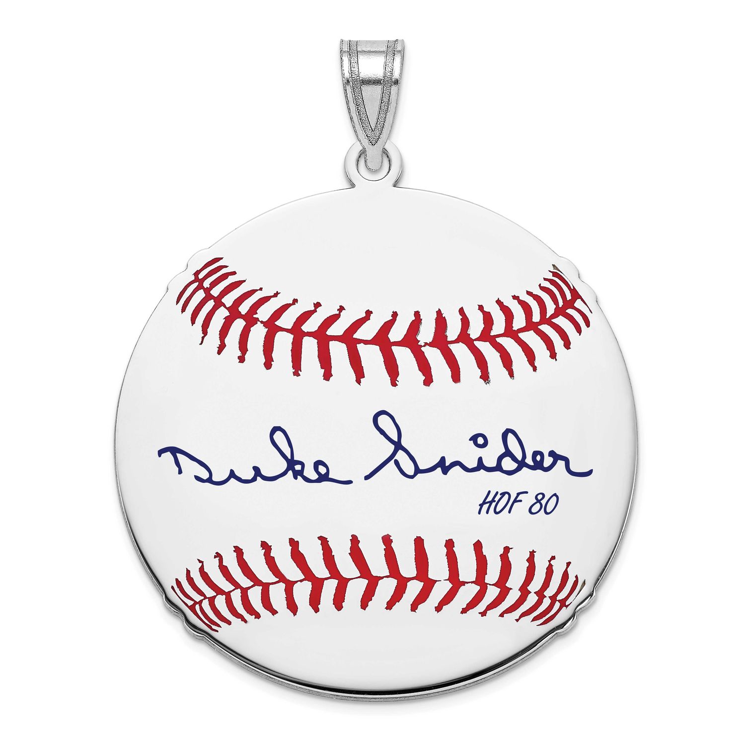 Duke Snider Hall of Fame Signature Large Epoxy Baseball Pendant Sterling Silver SSHF02DS80, UPC: