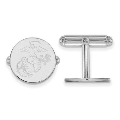 U.S. Marine Corps Disc Cufflink Sterling Silver Rhodium-plated SS009USMC, UPC: 191101485411