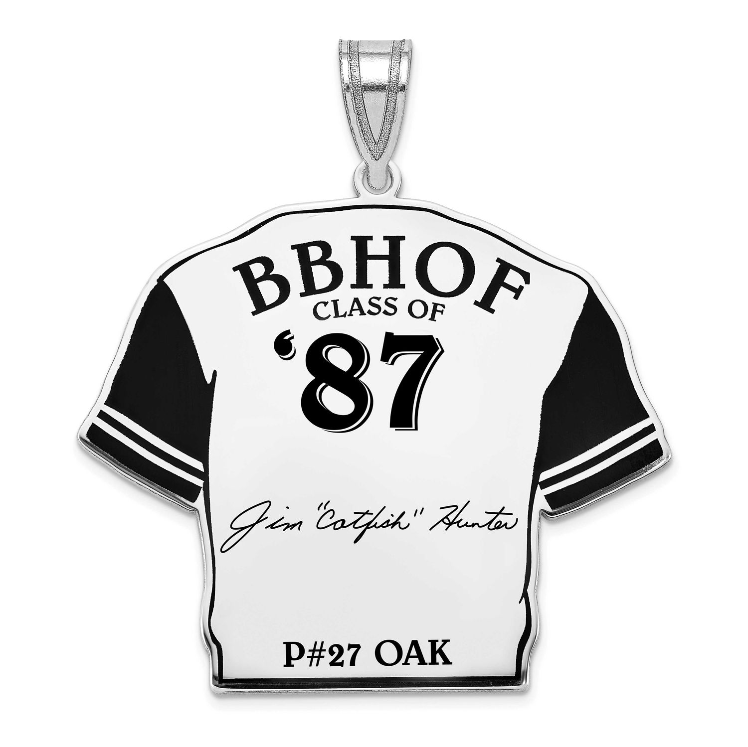 Catfish Hunter Hall of Fame Signature Epoxy Jersey Pendant Sterling Silver SSHF01CH87, UPC: