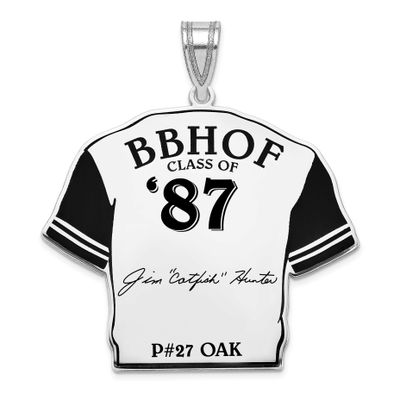 Catfish Hunter Hall of Fame Signature Epoxy Jersey Pendant Sterling Silver SSHF01CH87, UPC: