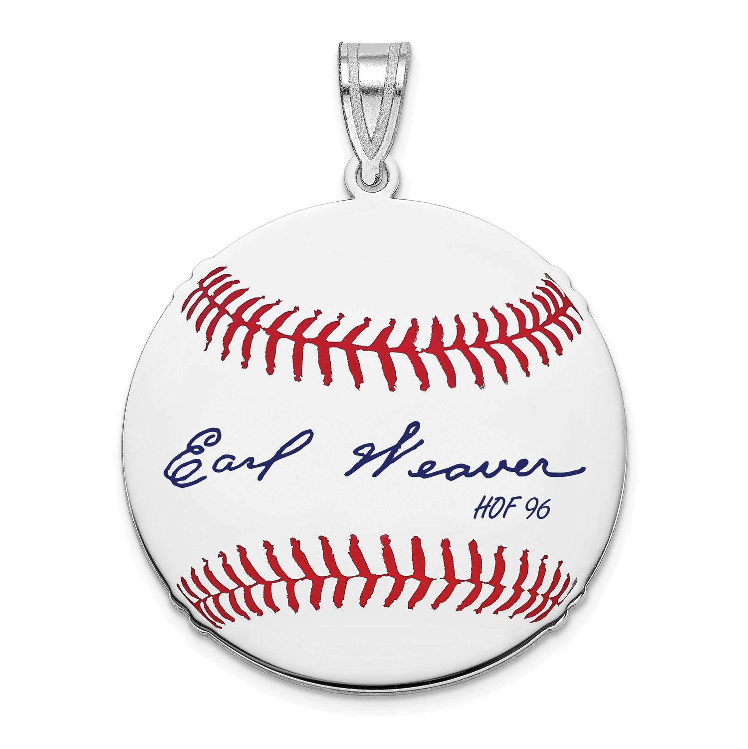 Earl Weaver Hall of Fame Signature Medium Epoxy Baseball Pendant Sterling Silver SSHF10EW96, UPC: