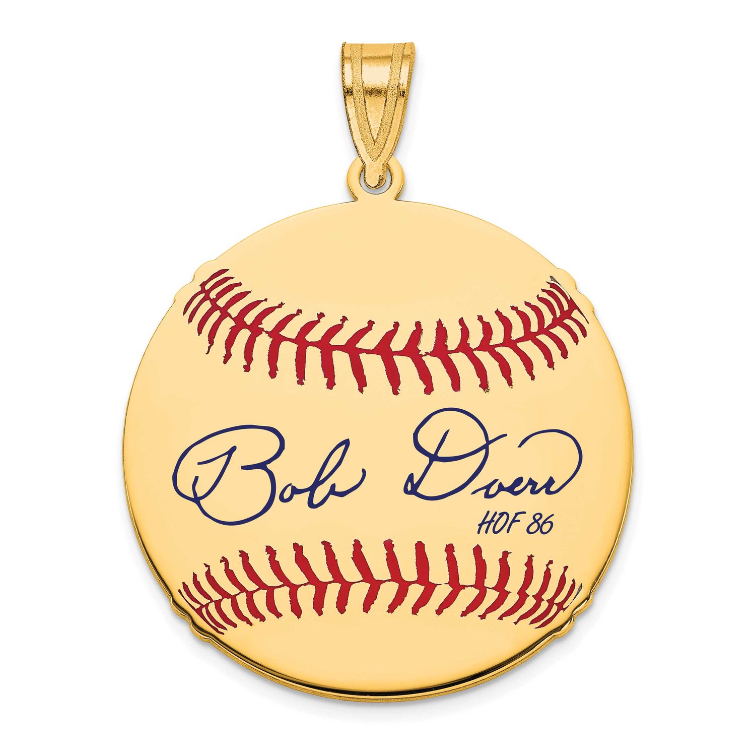 Bobby Doerr Hall of Fame Signature Medium Epoxy Baseball Pendant 14k Gold 4YHF10BD86, UPC: