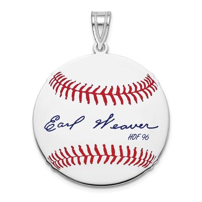 Earl Weaver Hall of Fame Signature Medium Epoxy Baseball Pendant Sterling Silver SSHF10EW96, UPC: