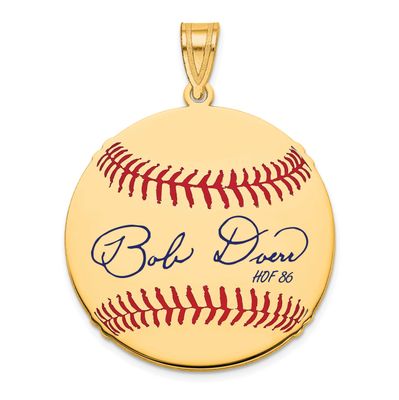 Bobby Doerr Hall of Fame Signature Medium Epoxy Baseball Pendant 14k Gold 4YHF10BD86, UPC: