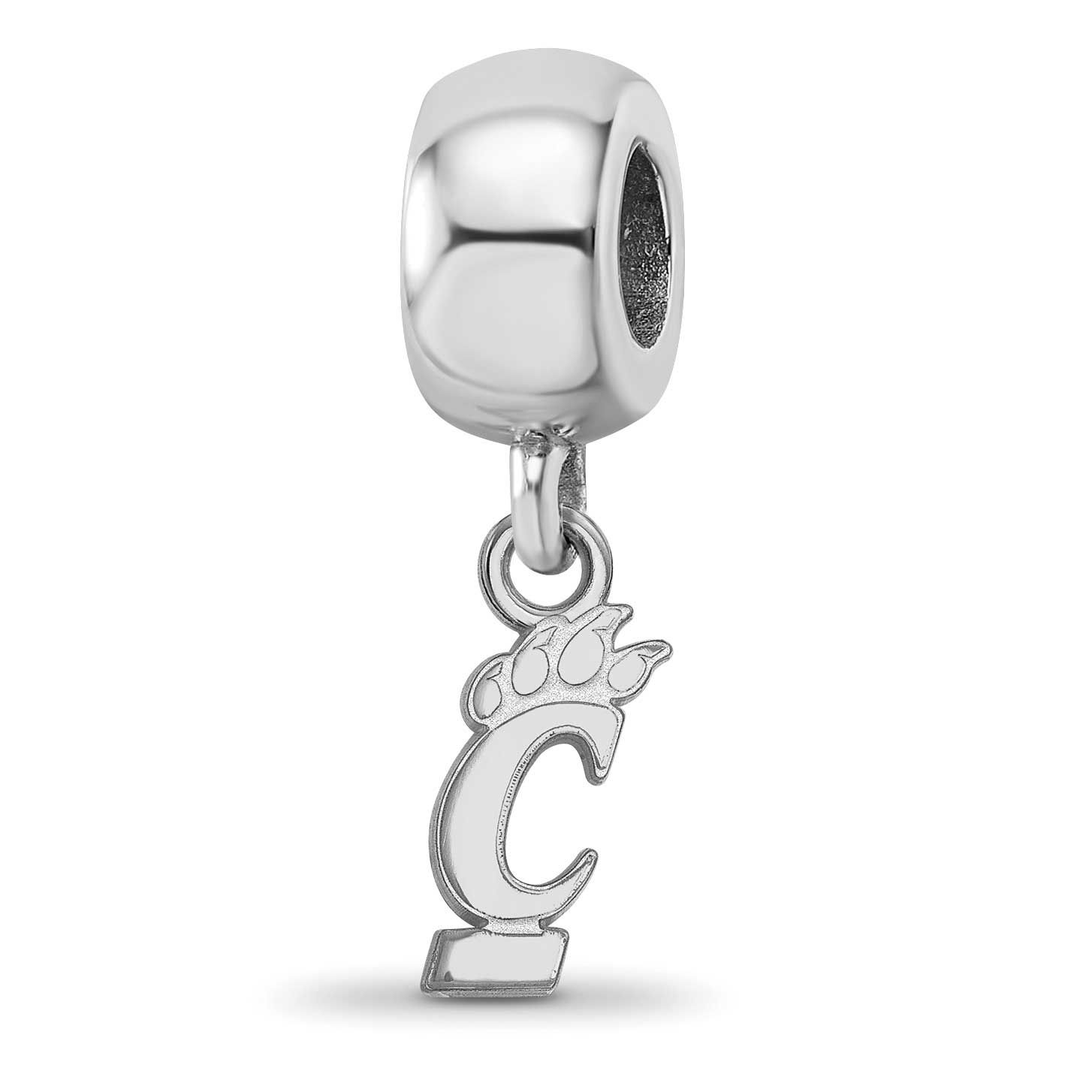 University of Cincinnati Extra Small Dangle Bead Charm Sterling Silver Rhodium-plated SS022UC, UPC:…