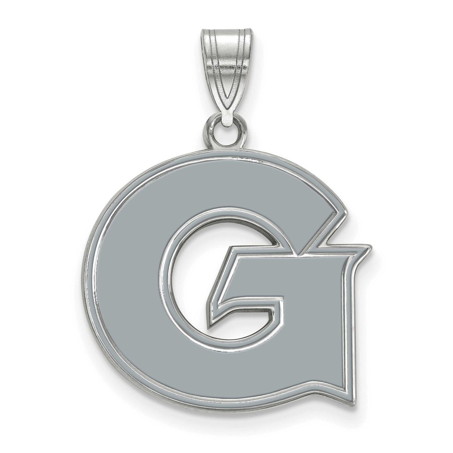 Georgetown University Letter G Large Enameled Pendant Sterling Silver Rhodium-plated SS009GC, UPC: …