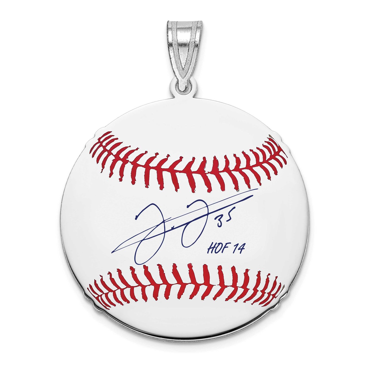 Frank Thomas Hall of Fame Signature Medium Epoxy Baseball Pendant Sterling Silver SSHF10FT14, UPC: