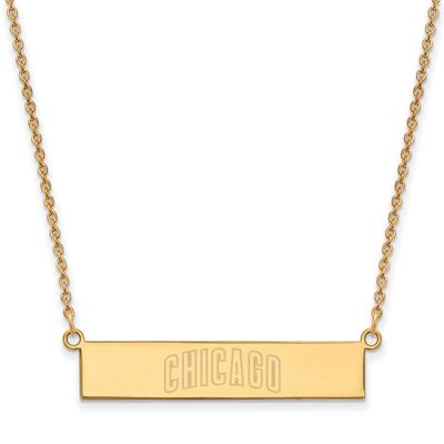 Chicago Cubs Team Script Bar 18 Inch Necklace Gold-plated Sterling Silver GP041CUB-18, UPC: 1911017…