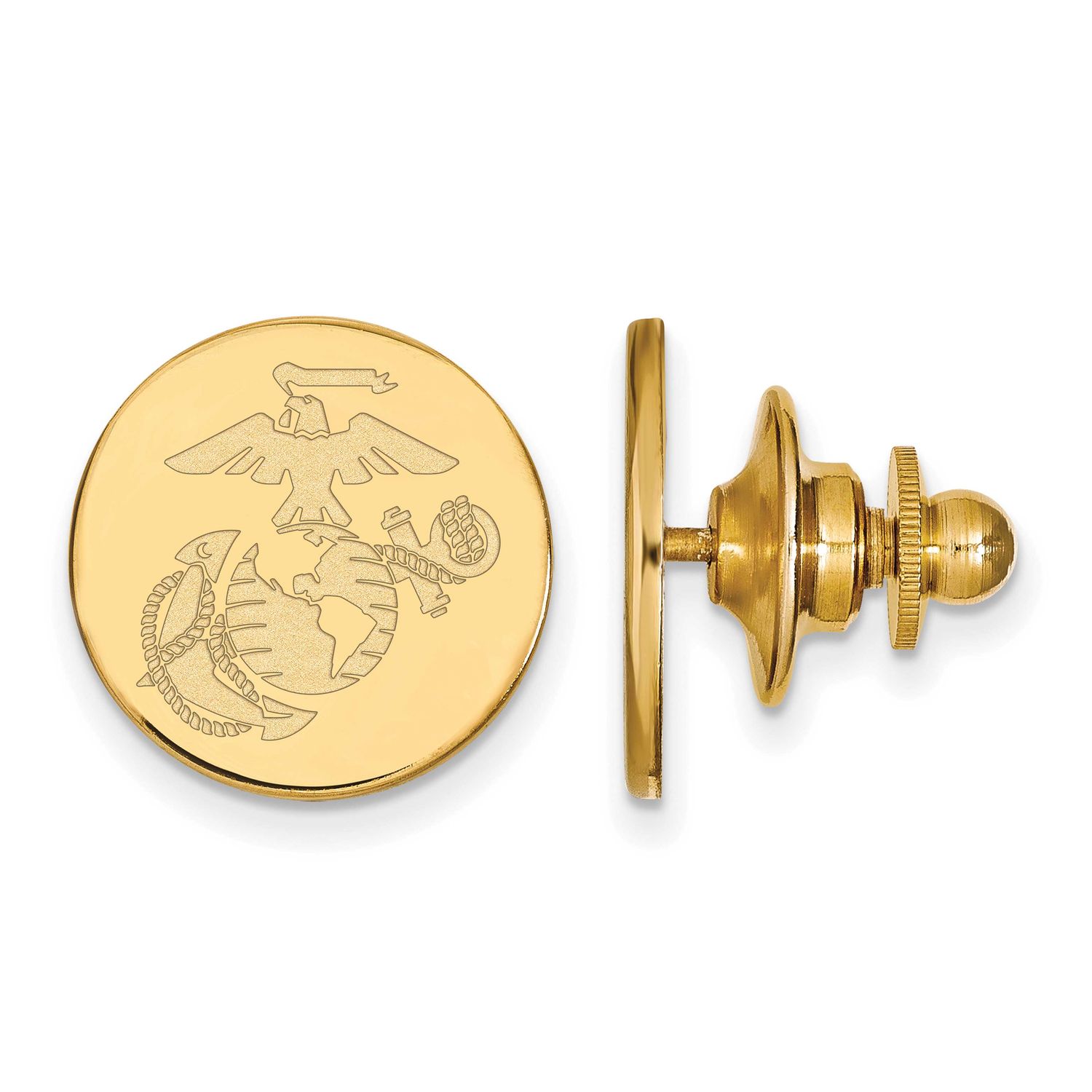 U.S. Marine Corps Disc Lapel Pin Gold-plated Sterling Silver GP010USMC, UPC: 191101485282