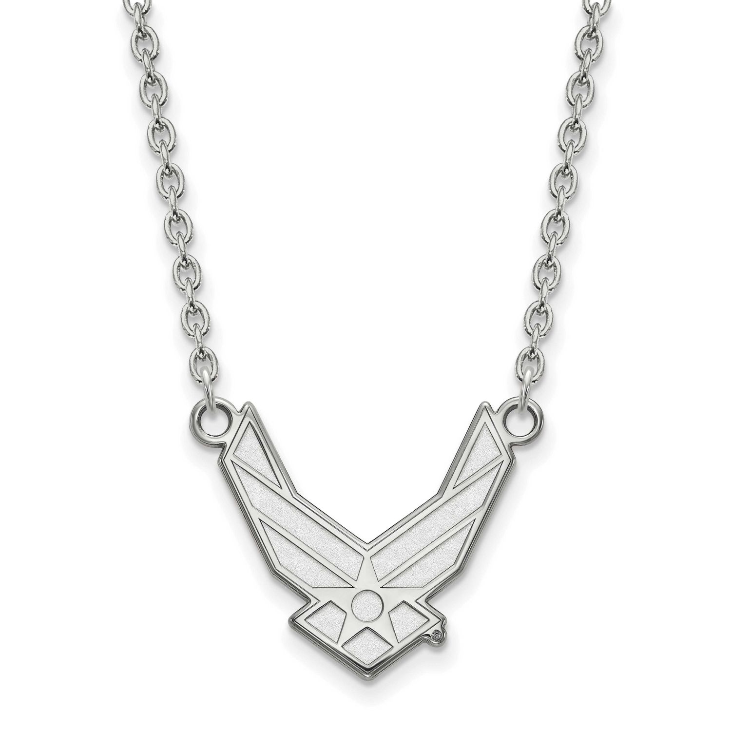 U.S. Air Force Large Pendant 18 Inch Necklace Sterling Silver Rhodium-plated SS014USAF-18, UPC: 191…