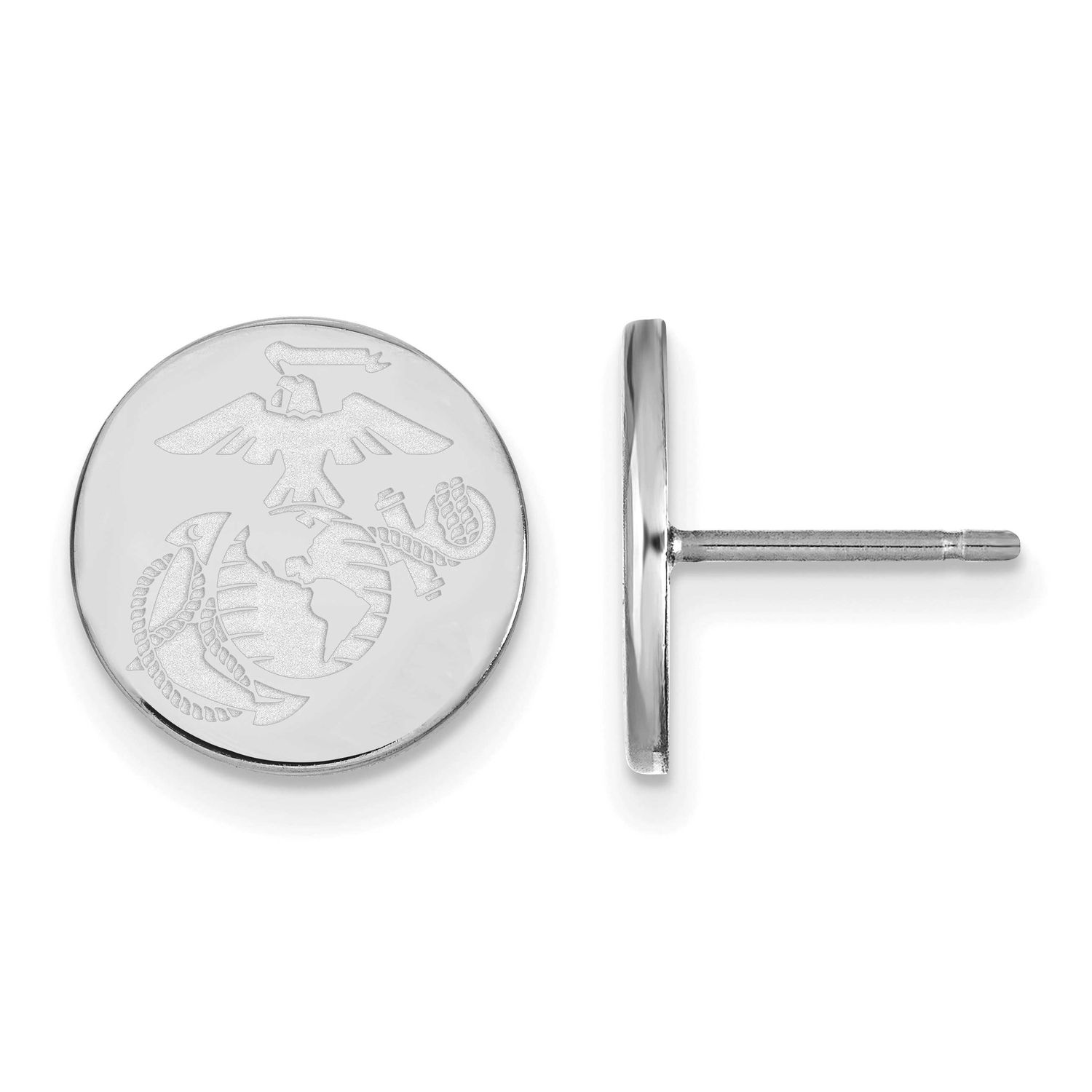 U.S. Marine Corps Disc Post Earrings 10k White Gold 1W036USMC, UPC: 191101485732
