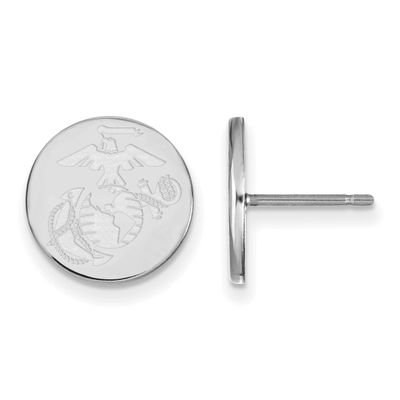 U.S. Marine Corps Disc Post Earrings 10k White Gold 1W036USMC, UPC: 191101485732