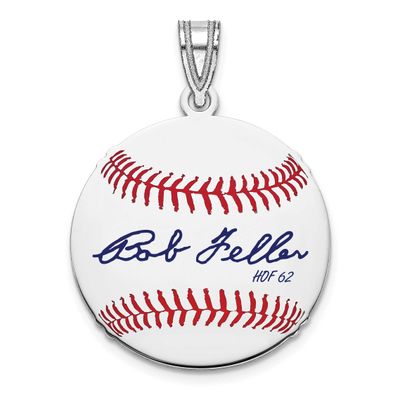 Bob Feller Hall of Fame Signature Small Epoxy Baseball Pendant Sterling Silver SSHF11BF62, UPC: