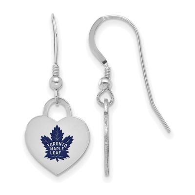 NHL Toronto Maple Leafs Enamel Heart Dangle Earrings Sterling Silver Rhodium-plated SS129MLE, UPC: …