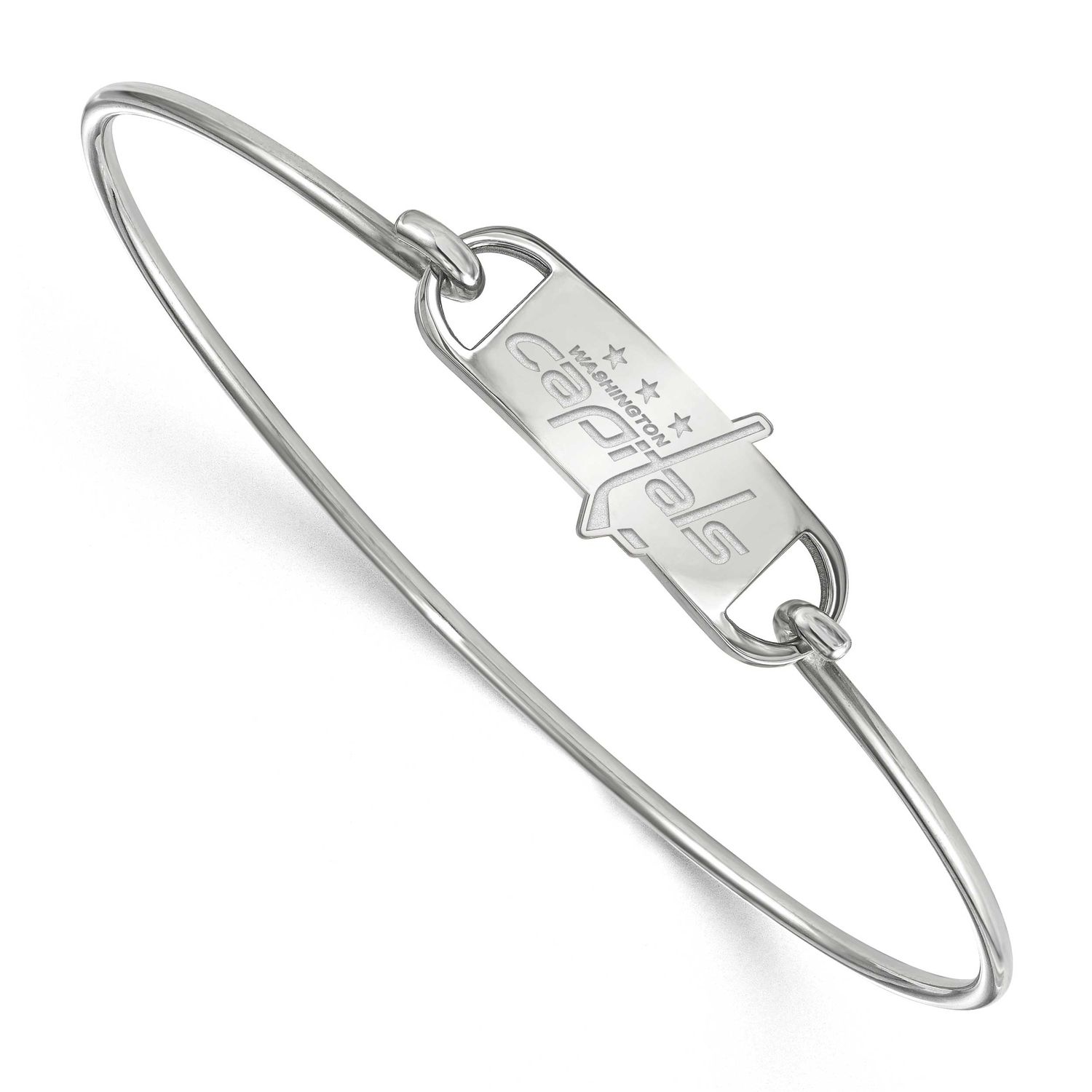 NHL Washington Capitals Small Center 7 Inch Wire Bangle Sterling Silver Rhodium-plated SS014CAP-7, …