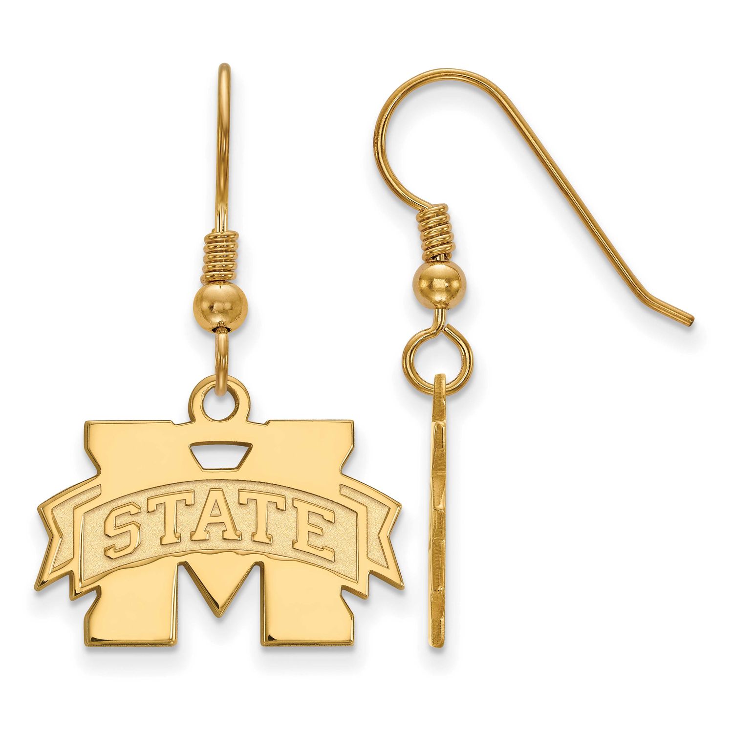 Mississippi State University Small Dangle Earrings Gold-plated Sterling Silver GP007MSS, UPC: 88677…