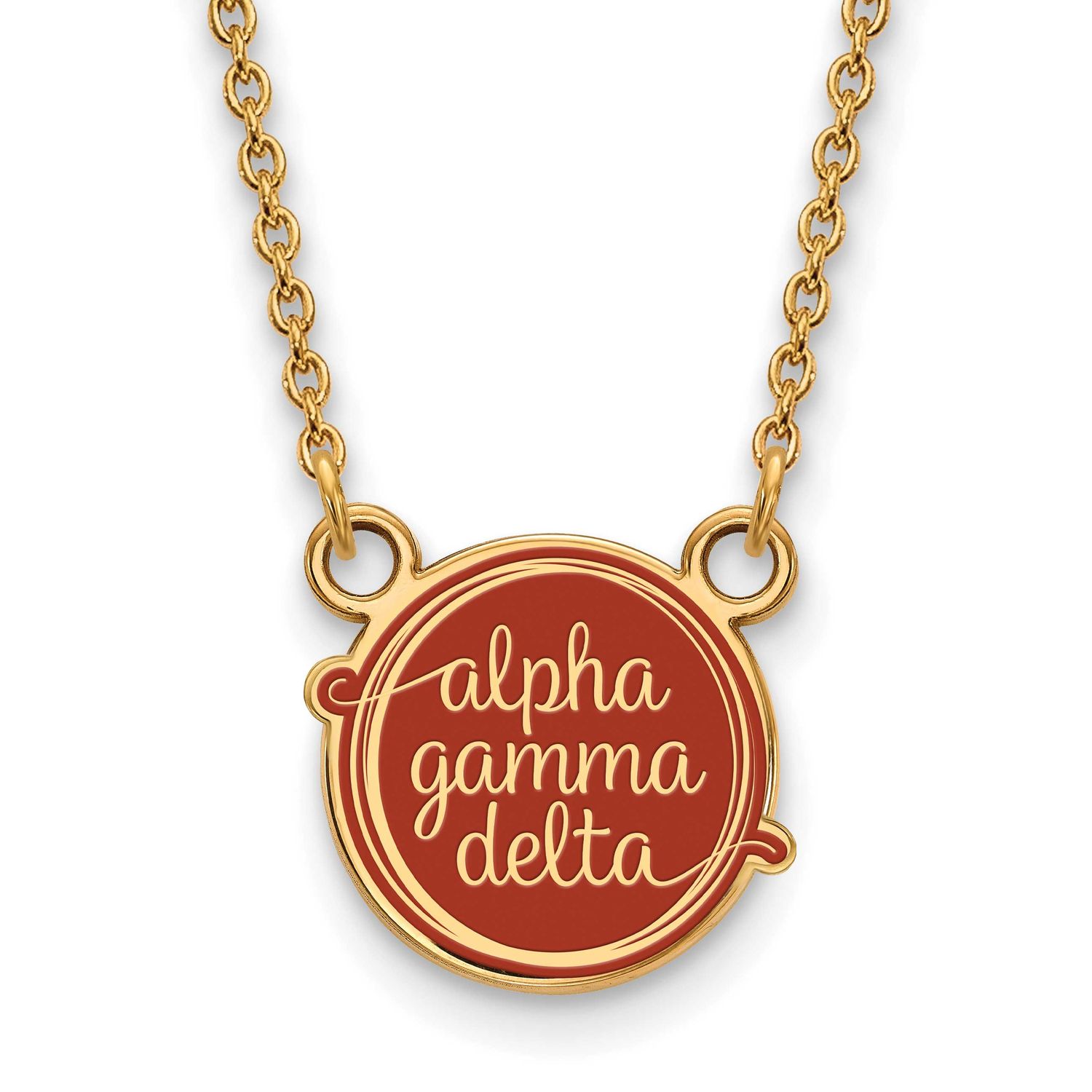 Alpha Gamma Delta Sm Enl Pend with Necklace Gold-plated Sterling Silver GP012AGD-18, UPC: 886774913…
