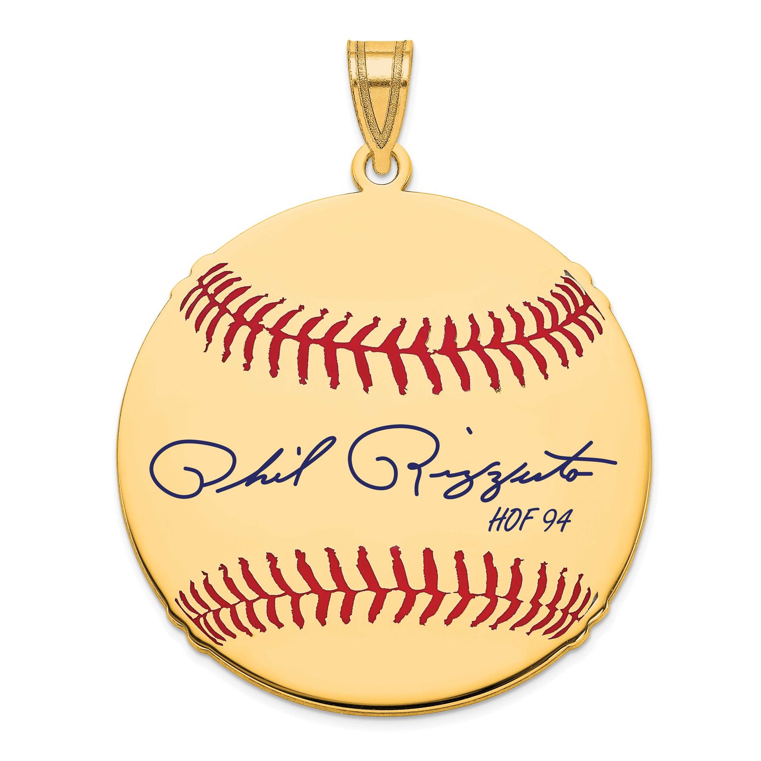 Phil Rizzuto Hall of Fame Signature Large Epoxy Baseball Pendant 14k Gold 4YHF02PR94, UPC: