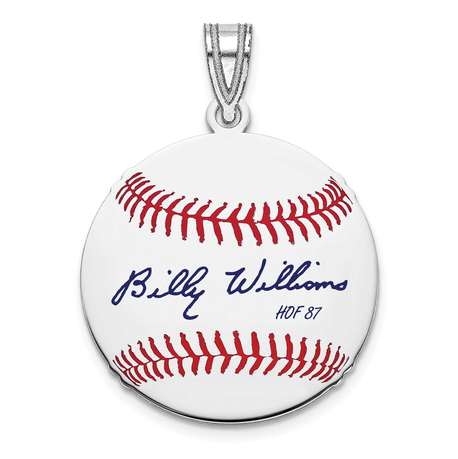 Billy Williams Hall of Fame Signature Small Epoxy Baseball Pendant Sterling Silver SSHF11BW87, UPC: