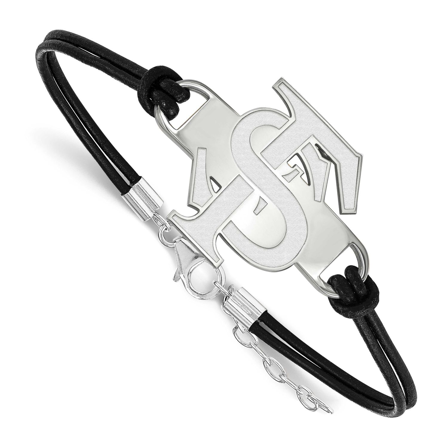 Florida State University Large Center Leather Brace Sterling Silver Rhodium-plated SS024FSU-7, UPC:…