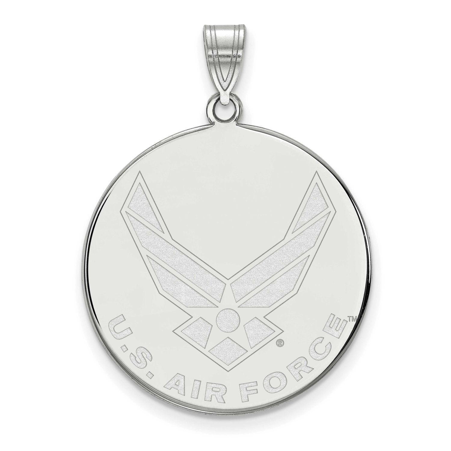 U.S. Air Force Extra Large Disc Pendant Sterling Silver Rhodium-plated SS050USAF, UPC: 191101215285
