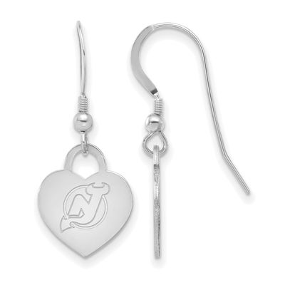 NHL New Jersey Devils Heart Dangle Earrings Sterling Silver Rhodium-plated SS128DVL, UPC: 196904183…
