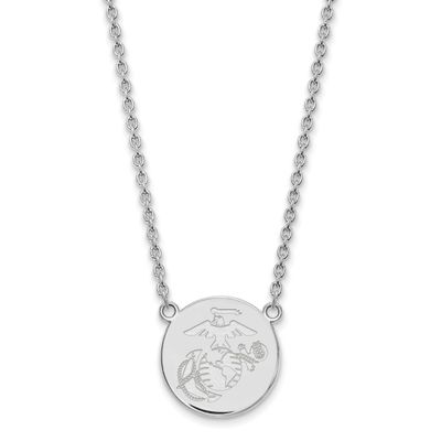 U.S. Marine Corps Split Chain Disc Pendant 10k White Gold 1W013USMC-18, UPC: 191101485145