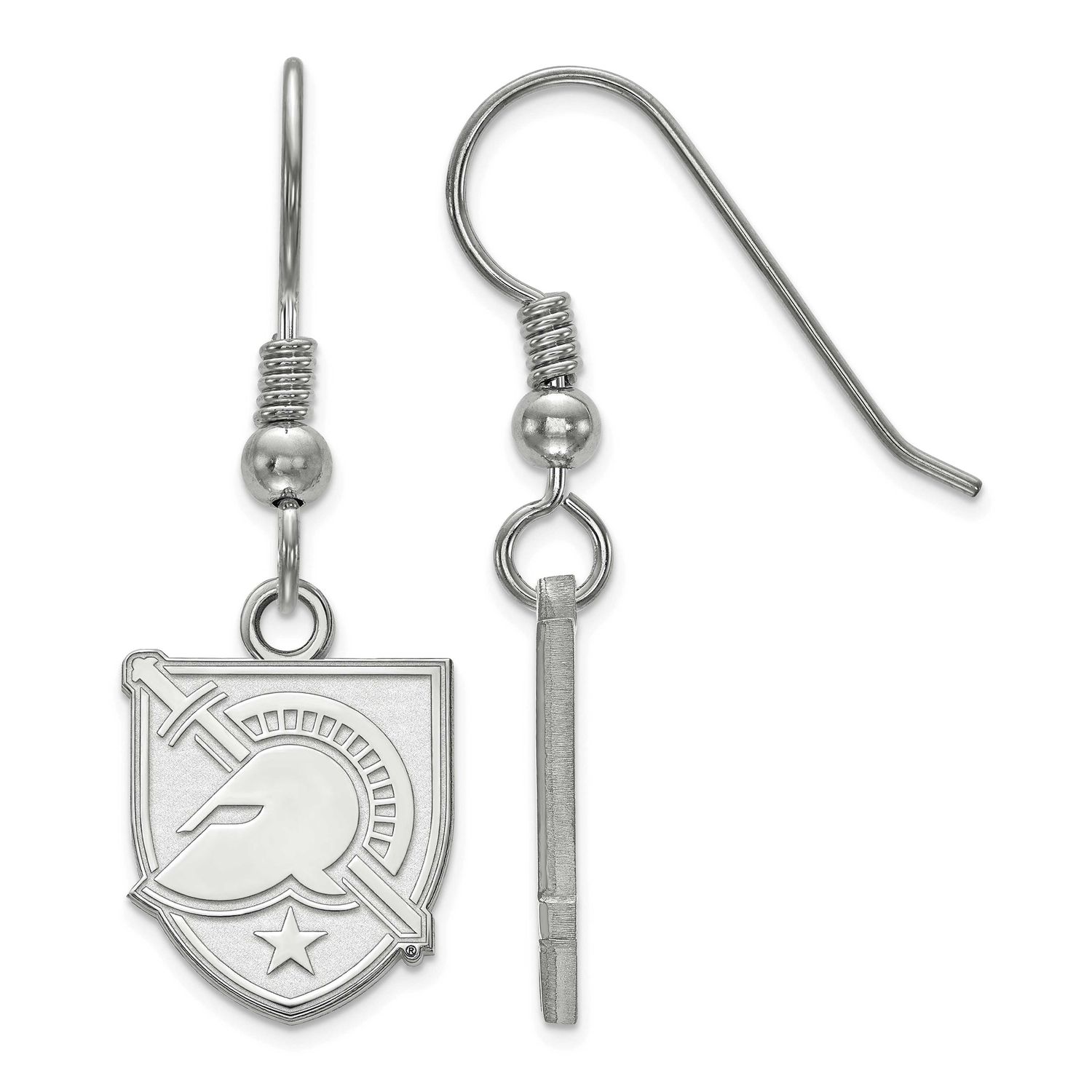 U.S. Military Academy Letter A Small Dangle Wire Earrings Sterling Silver Rhodium-plated SS006USMA,…